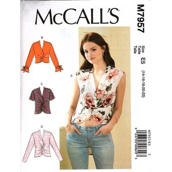 McCall's M7957 Misses 14 to 22 Knotted Tops Uncut Sewing Pattern New - Picture 1 of 2